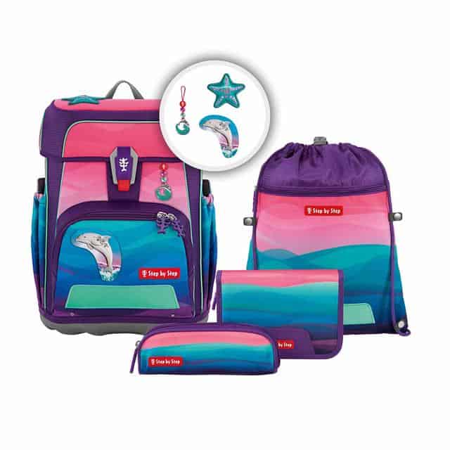 5-teiliges Step by Step Schulranzenset Cloud Ocean "Dolphin Lana"