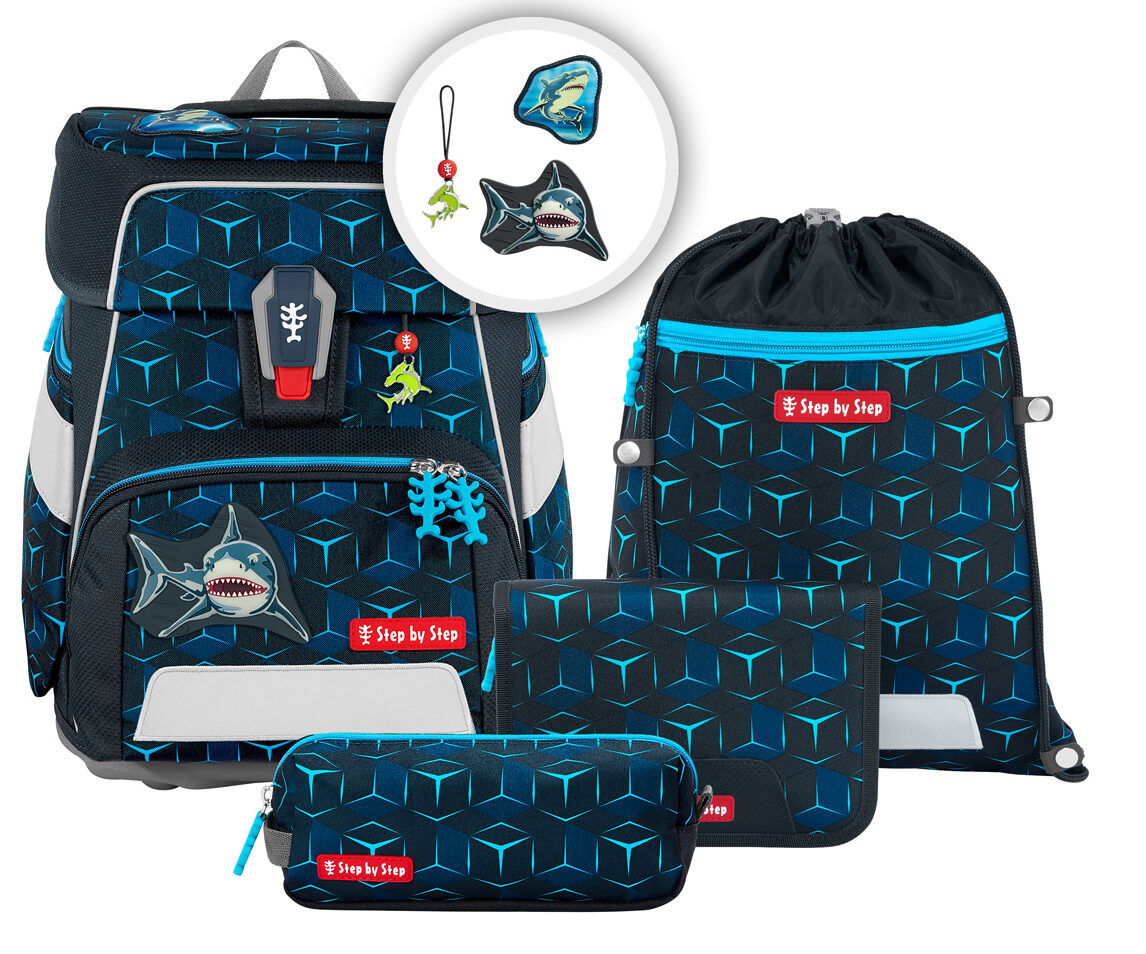 5-teiliges Step By Step Schulranzenset Space Shine "Shark Dexter"